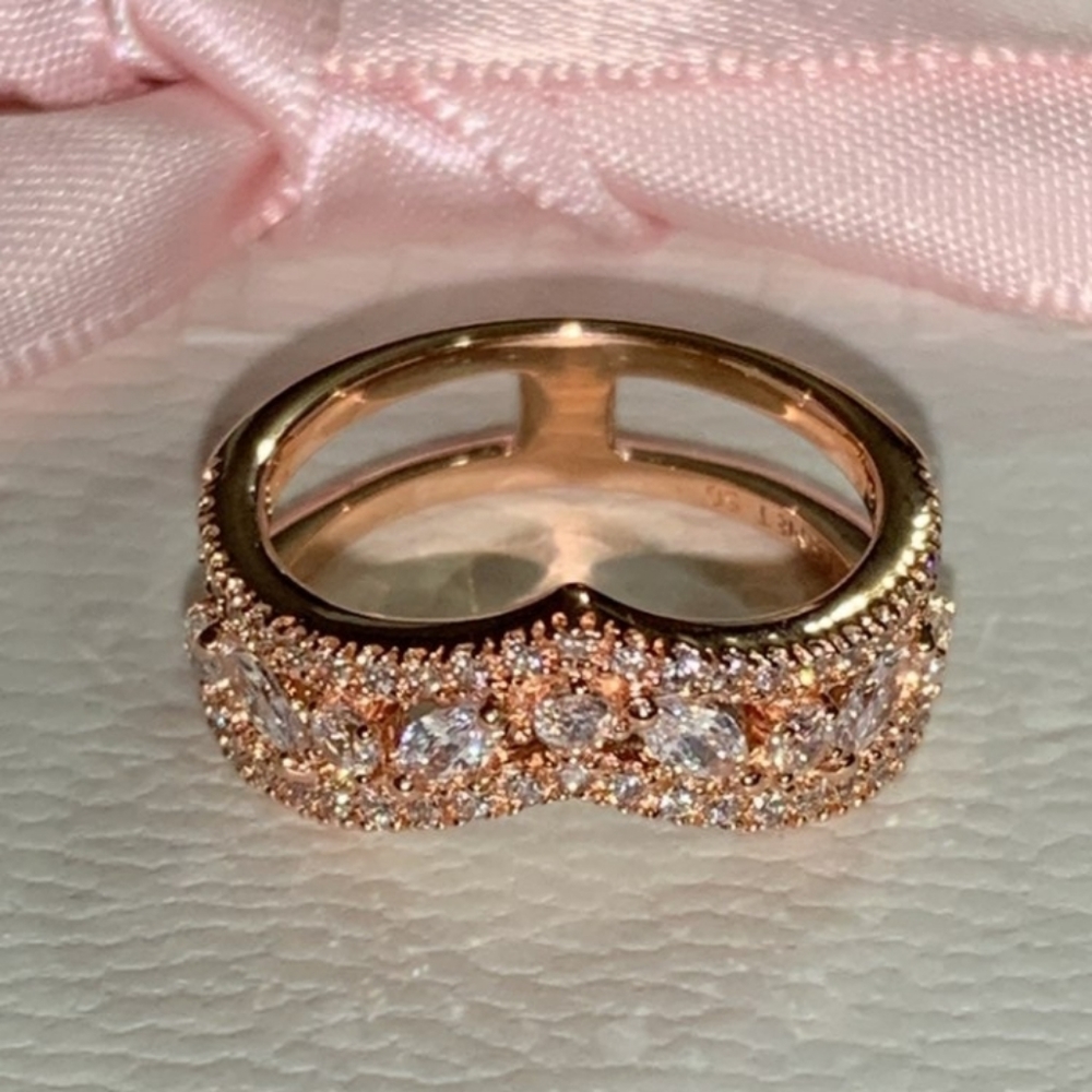 NWT Pandora Double Marquis Wishbone Ring Size 7